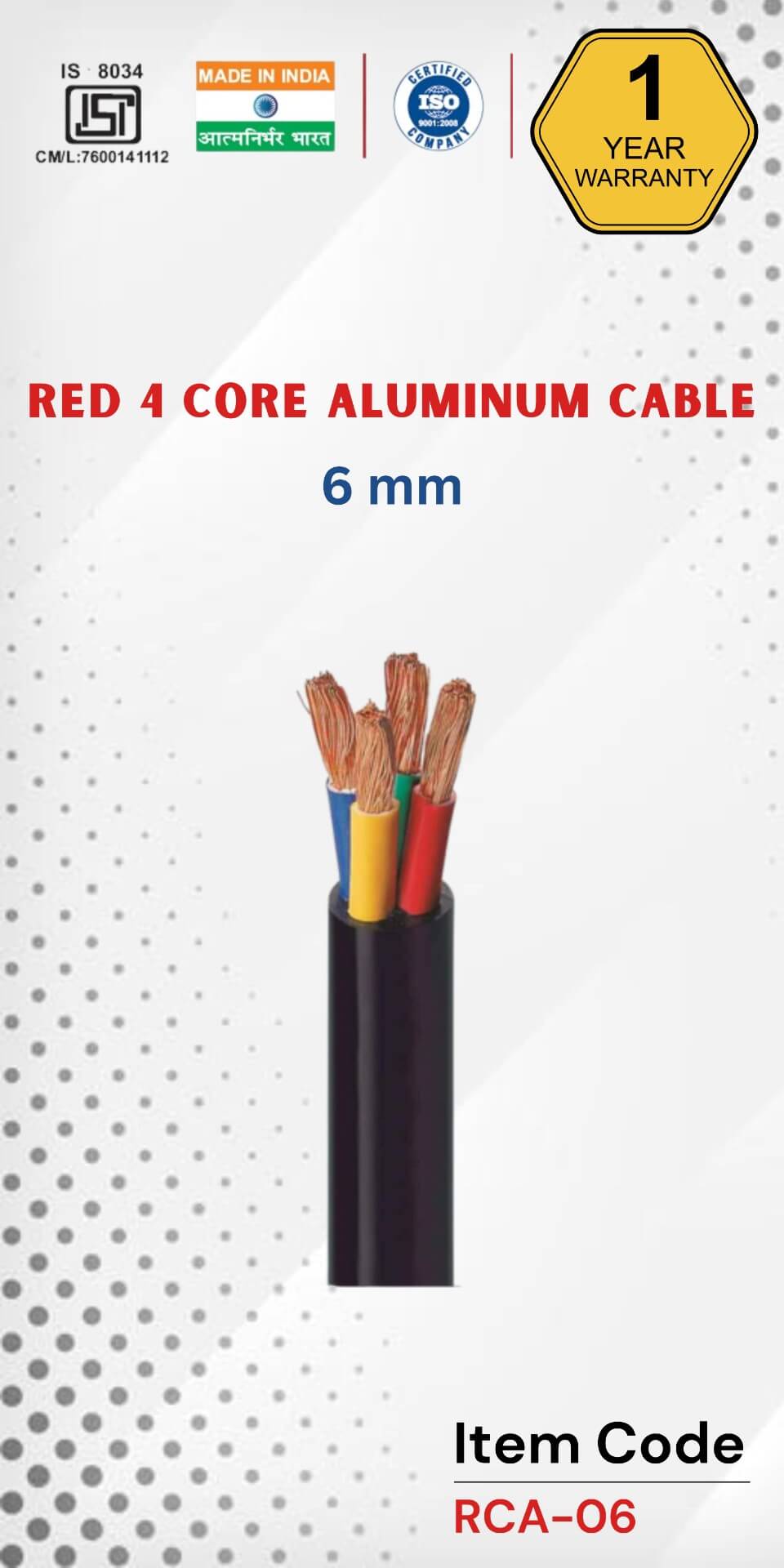 RED 4 Core Aluminium Cable